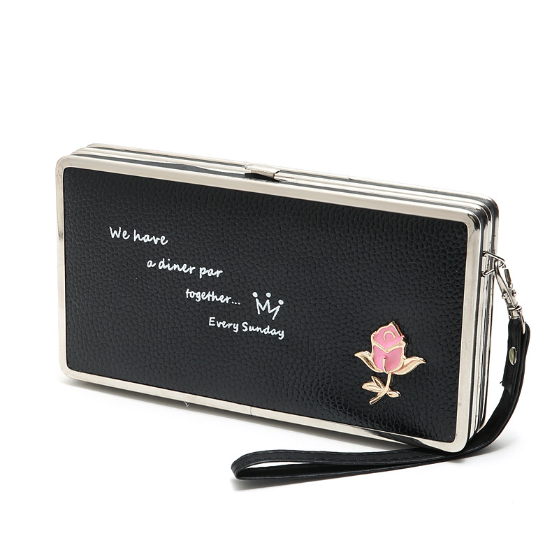 Fashion Lychee Pattern Long Multifunctional Embroidered Portable Wallet Wholesale display picture 10