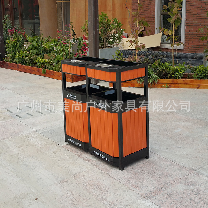 塑木垃圾桶带花箱种植花草装饰 款式 造型独特