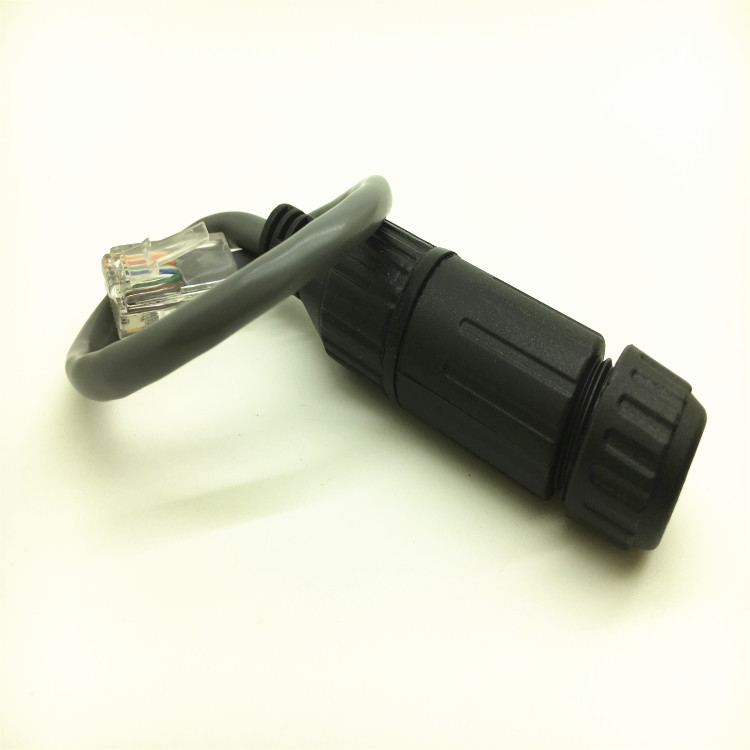 RJ45-M16公母对接户外防水网线插头 网络通讯连接器水晶头连接线