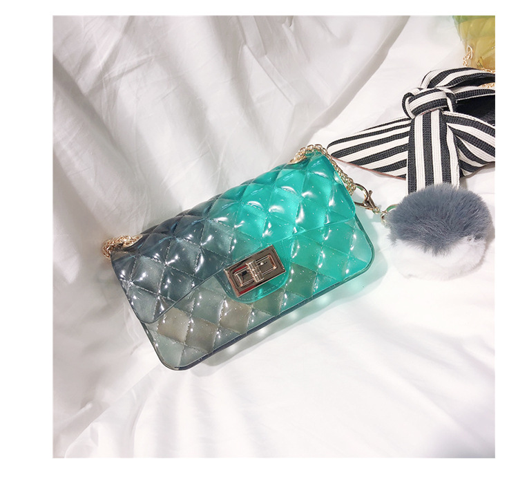 2025 Summer New gradient color jelly bag, ins diamond chain small square bag, single-shoulder crossbody women's bag undefined