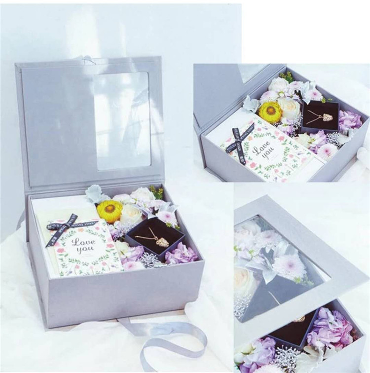 TikTok embalaje de regalo sorpresa floristería suministros al por mayor Misteriosa caja de regalo de mezcla a mano media ventana amor carta caja flor embalaje