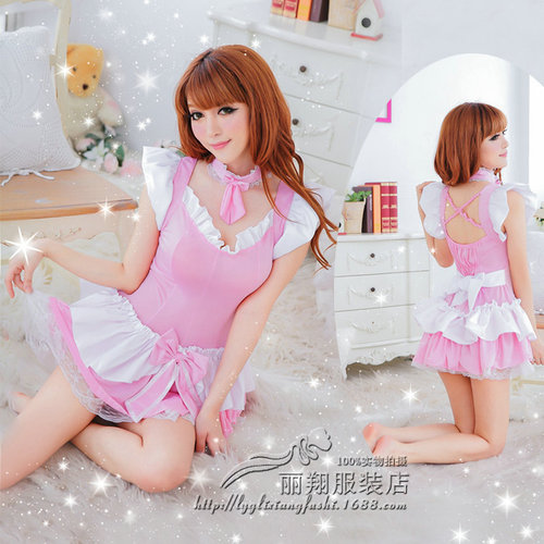 Whispering under the moon sexy lingerie temptation pink maid maid uniform role play sexy performance stage costume