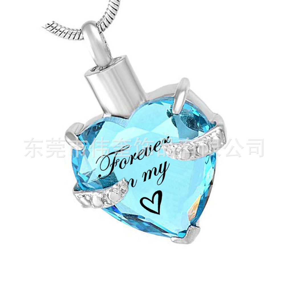 Amazon SUMINISTRO DE ACERO INOXIDABLE joyería cristal melocotón corazón 12 color cumpleaños piedra púrpura oscuro cinerario ataúd colgante collar