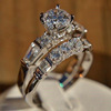 Elegant Women Jewelry Wedding Set Rings White Ring Size 5-11