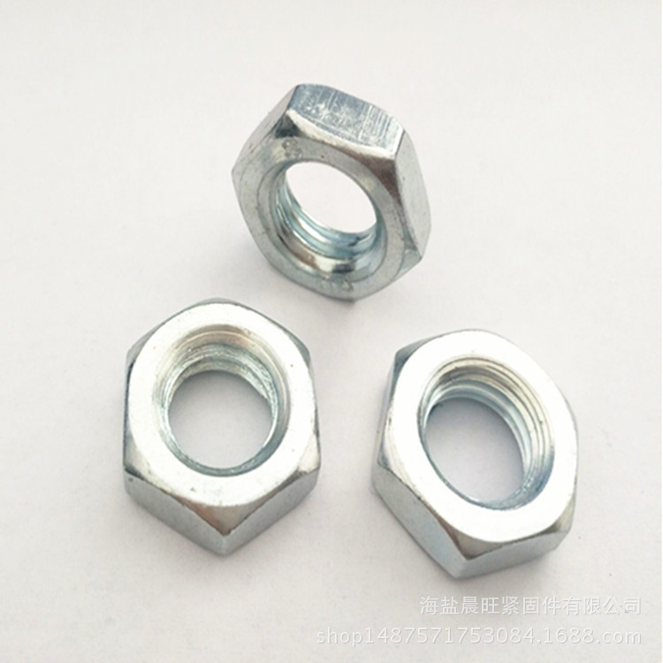 供应六角薄型螺母DIN439M18  1.5细牙螺母蓝白锌现货