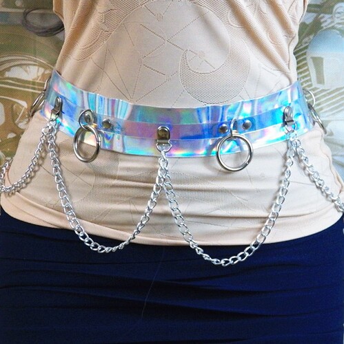 European and American original Tough girl sexy laser colorful leather waist chain lovers trend belt jewelry belt