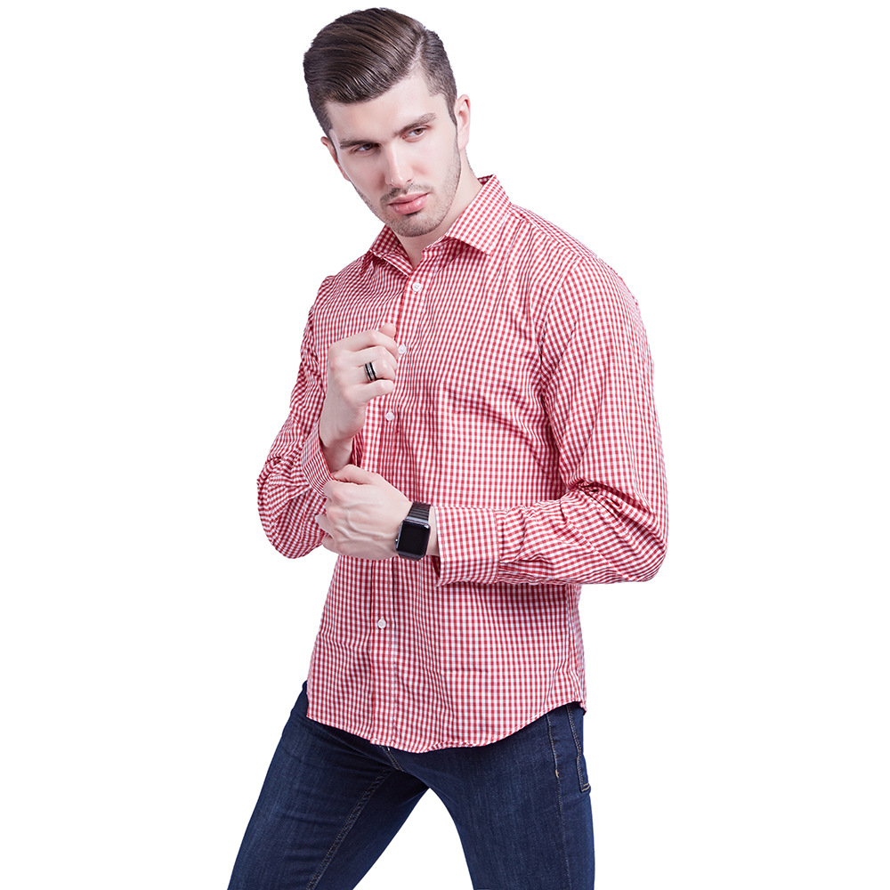 Amazon AliExpress nos suministra el tamaño de los hombres pequeños a cuadros de manga larga camisa casual ropa formal de los hombres de comercio electrónico transfronterizo