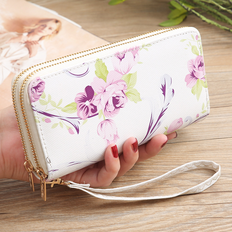99g Weight Polyester Lining Material Zipper Closure Type Business Occasion Unisex Gender Square Shape Purple, Red, Blue, Yellow, Black Color Wholesale Printed Double Pull Wallet 1