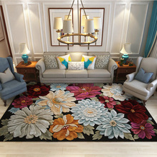 跨境3D立体欧式花卉民族风卧室客厅短水晶绒印花防滑门厅地垫地毯