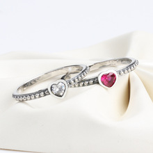 白銅鍍銀戒指 歐美新款潘多啦心形戒指 經典愛心女戒指 一件代發