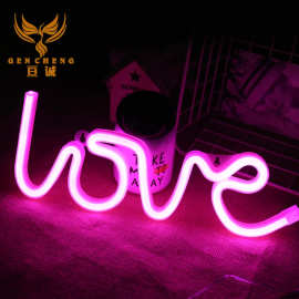 LED霓虹灯love字母造型灯 ins少女软妹装饰USB电池盒彩灯串圣诞灯