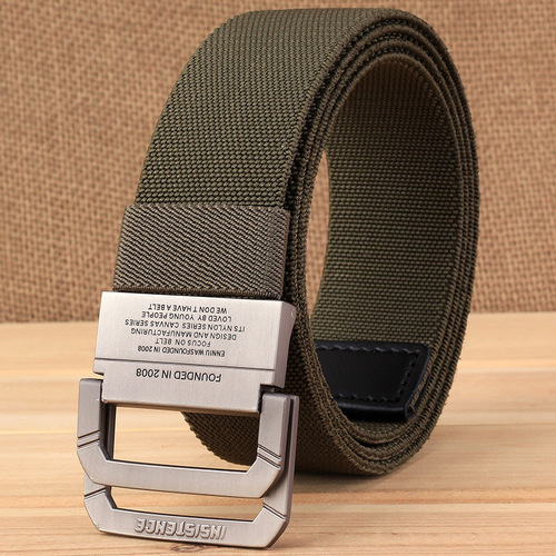 TUSHI double-ring buckle nylon elastic waistband tactical outdoor belt men's Korean style woven canvas pants belt