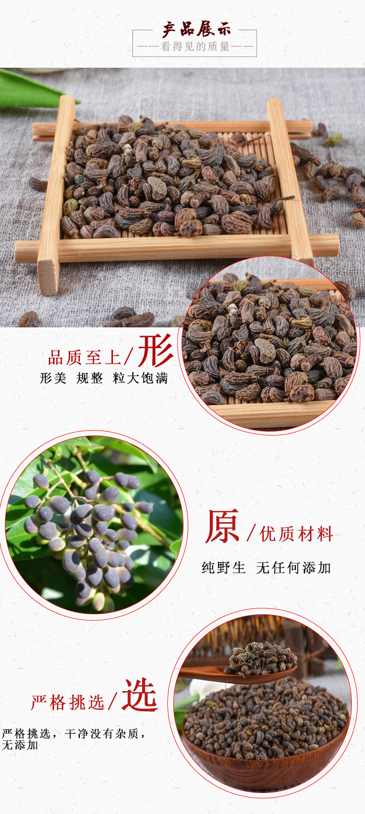 Nǚ Zhēn Zǐ (Ligustrum lucidum) — Dried Glossy Privet Fruit, Food-Herb for Tea & Soup key features