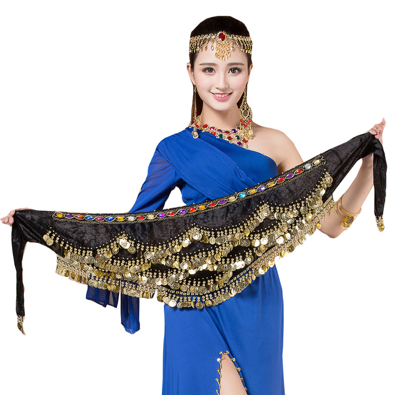 Belly Indian Practice Widening and Weighting Hanging Coin Waist Chain Double Row Dance Performance_voghion.com
