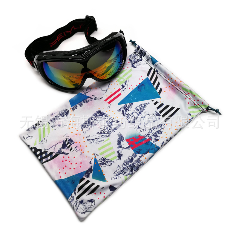 Manufactor wholesale customized printing Superfine fibre Goggle Drawstring bag skiing Glasses bags