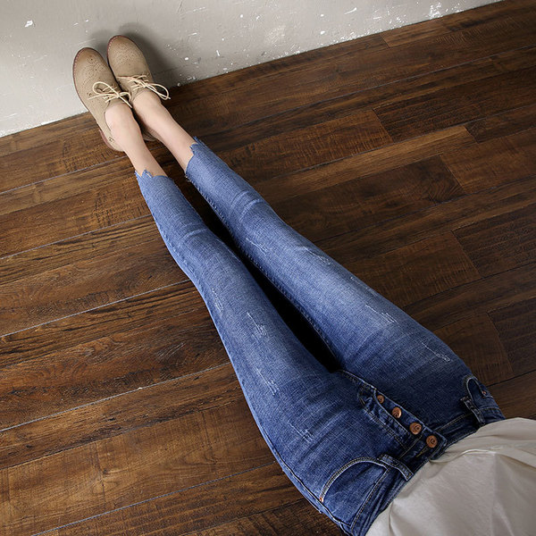 spring high waist jeans new female irregular fashion Institute wind