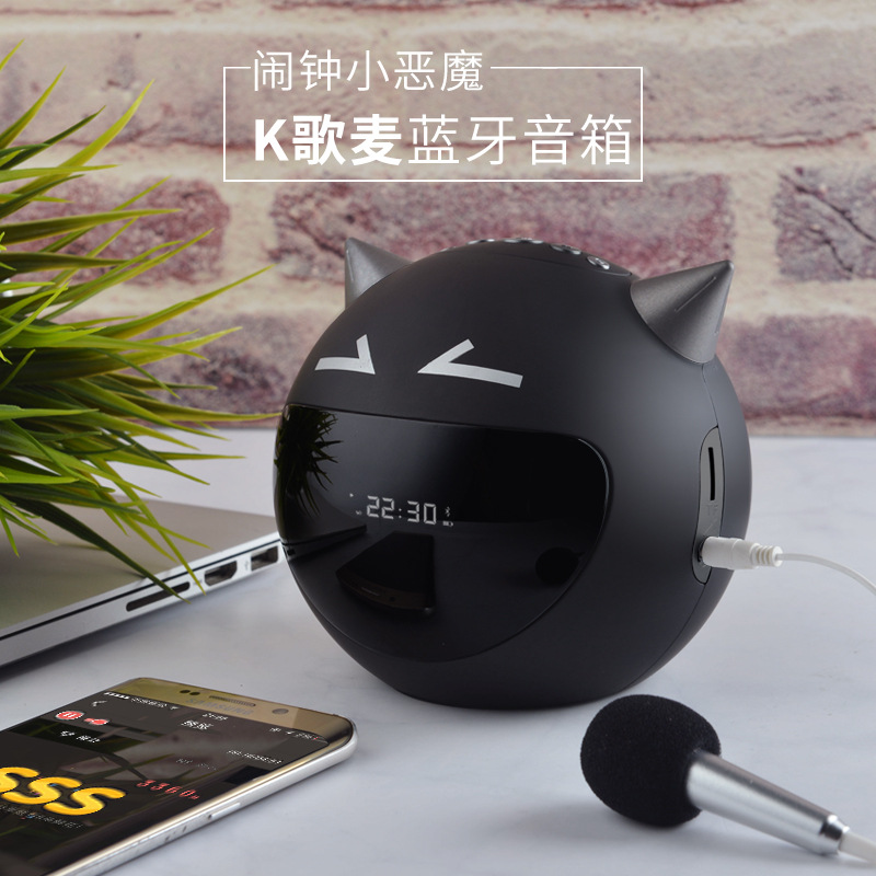 Little Devil mobile phone wireless go to karaoke Bluetooth loudspeaker box alarm clock Portable outdoors Subwoofer sound originality customized gift