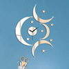 Creative DIY Star Moon Static Wall Sticker Clock Home Decoration Acquire Mirror Hanging Clock WC1321
