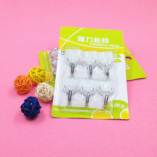 T Strong adhesive hooks 6 pack kitchen bathroom wall hanging coat hooks behind the door nail-free traceless adhesive hooks