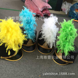 帽子工厂定制订做儿童鼓乐队帽子仪仗队帽表演帽子高帽鸡毛帽礼帽