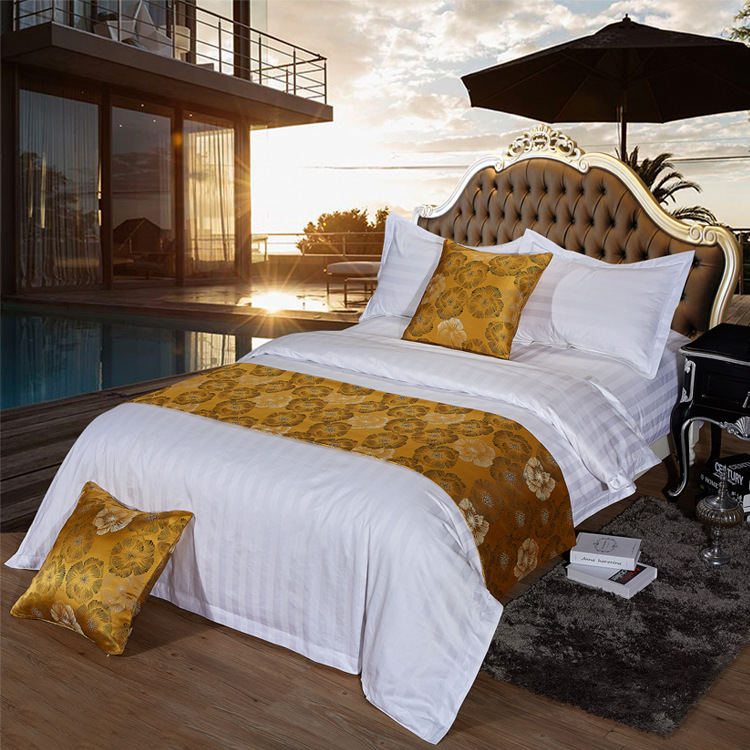 床上用品40S加密缎条外贸四件套宾馆酒店布草床单被套 厂家批发|ms