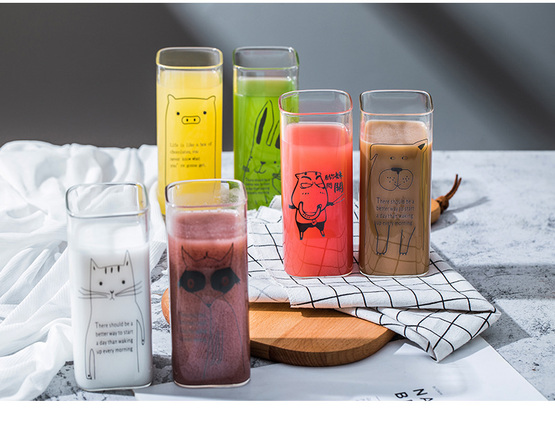 157g Weight Water Bottles Kitchen and drinking utensils 1 Piece Quantity Daily Occasion High Borosilicate Glass Material Animal Pattern Cute Style Cute Animal High Borosilicate Glass Water Bottles 1 Piece 1
