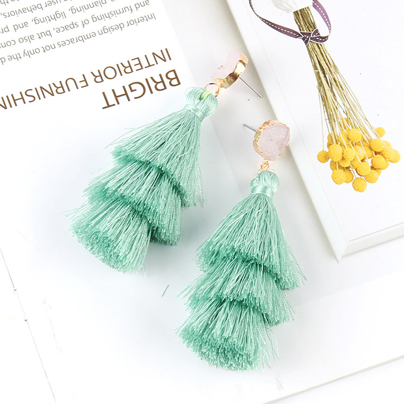 European And American Retro Ethnic Three-layer Tassel Multi-layer Splicing Earrings display picture 3