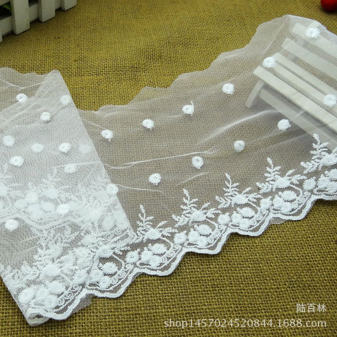 窗帘花边 服装辅料配件 绣花纱 绣花边 蕾丝花边20公分
