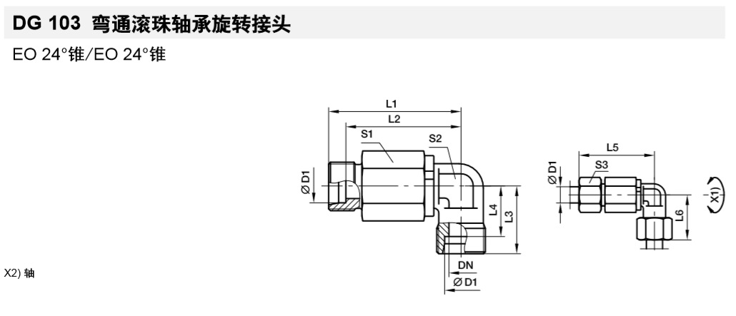 PARKER派克DG 103弯通滚珠轴承旋转接头 DG103/16SOMDCF现货
