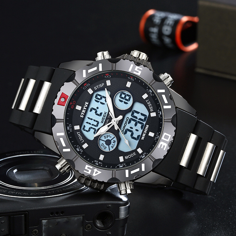 Nuevo STRYVE hombres multi-función Deportes impermeable reloj electrónico de cuarzo calendario cronógrafo pareja reloj de pulsera S8010