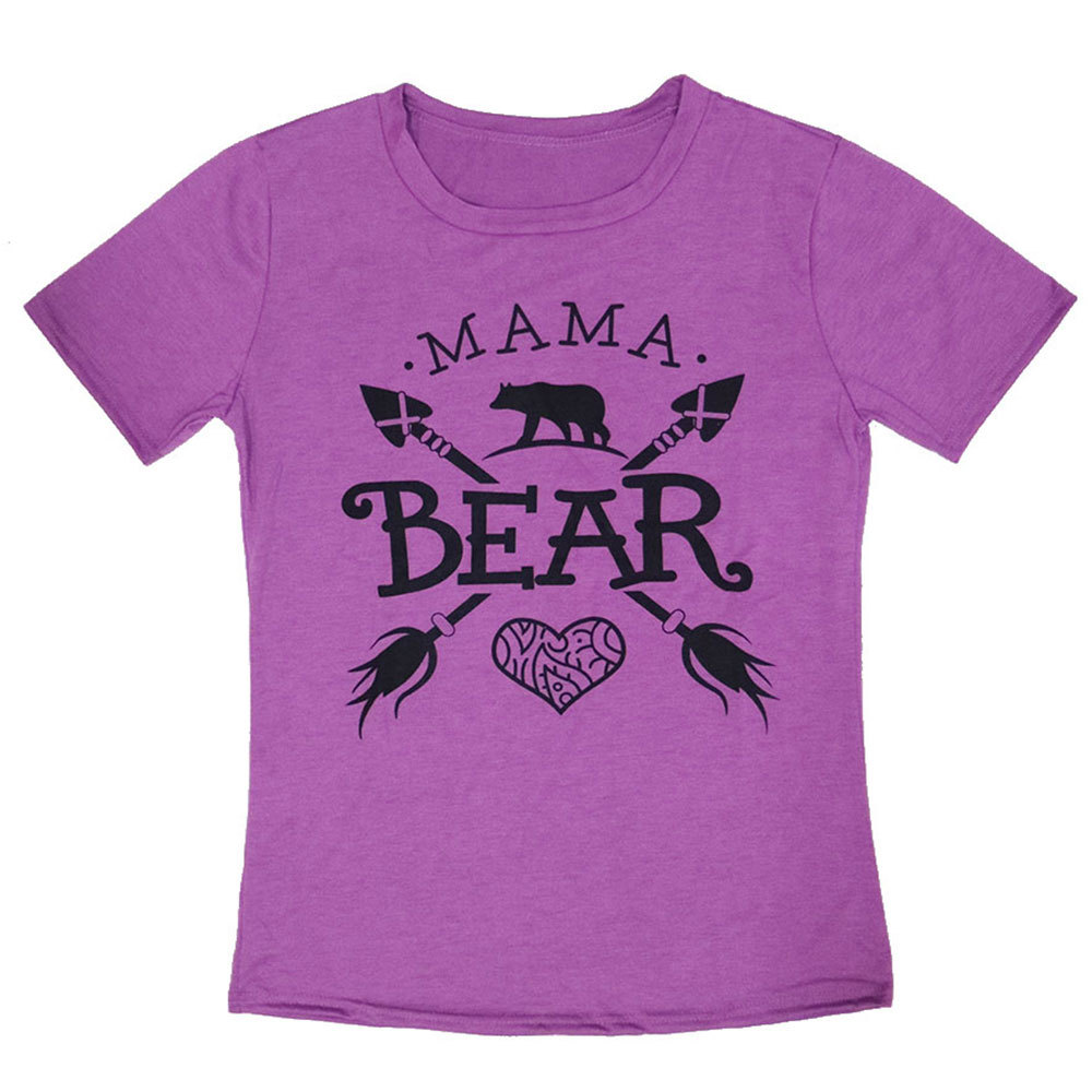 Loose Fit Summer T Shirt for Women Unique Bear Print Short Sleeve Casual Style Wholesale Available