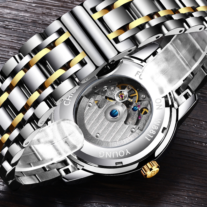 Watches Swiss New Men's Automatic Double Calendar Mechanical Watch Steel Band Men's Simple Waterproof Men's Watch