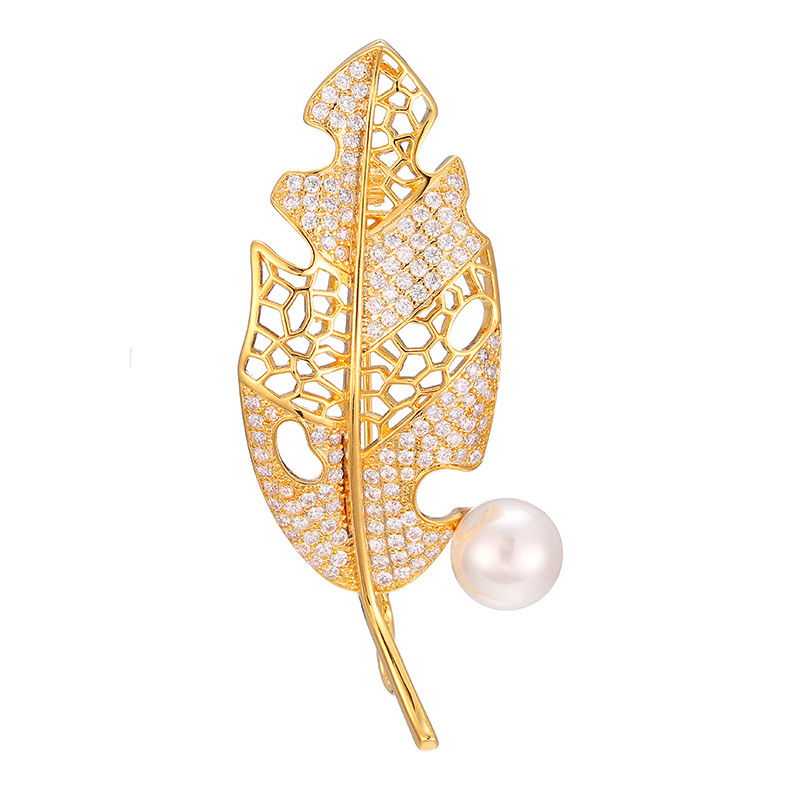 韩版新款时尚胸花树叶小胸针女士百搭镶钻别针衣饰配饰饰品批发|ru