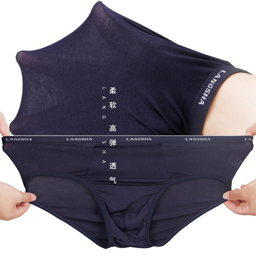 LanSha New Men's Bamboo Fiber Triangle Underwear Gift Box Waist Comfortable Panty Breathable Elastic Shorts 