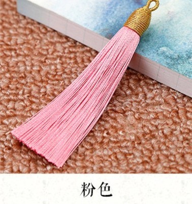 DIY Accessories 8cm Ribbon Flowing Tassel Threaded Bookmark Pendant Tassel Gold Hat Polyester Ice Silk Coiled Ribbon Tassel