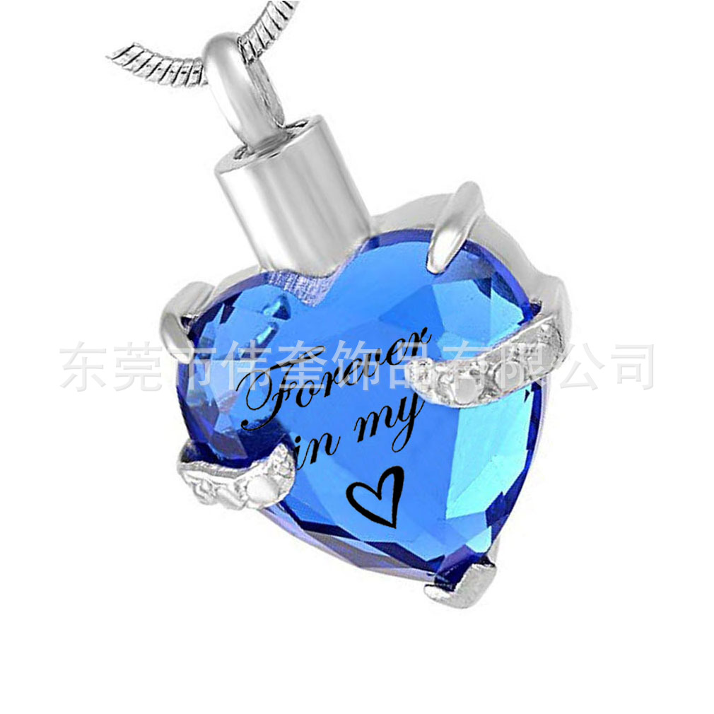 Amazon SUMINISTRO DE ACERO INOXIDABLE joyería cristal melocotón corazón 12 color cumpleaños piedra púrpura oscuro cinerario ataúd colgante collar