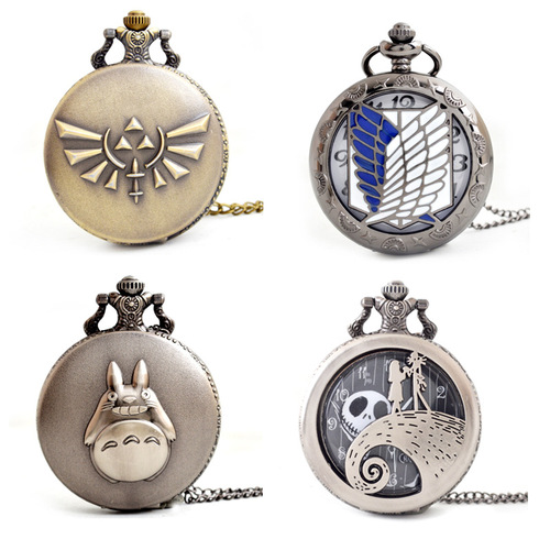 All kinds of retro cartoon pocket watches wholesale hot selling children's animation necklace pocket watch domestic machine zinc alloy quartz pocket watch
