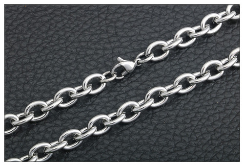 Stainless steel non-welded cross chain interlocking O-shaped chain O-shaped chain titanium steel men's and women's necklace pendant tag with chain