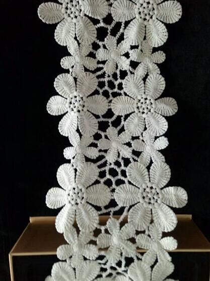 水溶花边10MM双排雪花牛奶丝刺绣花边条码水溶棉布 蕾丝刺绣花边