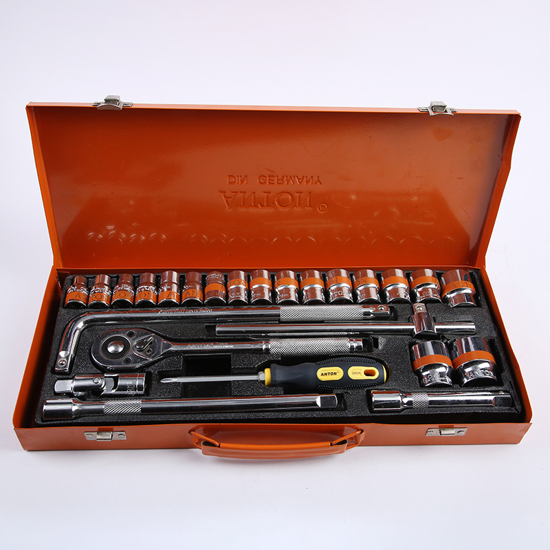 批发25PC套筒组套工具 汽车手动汽修维修组合工具 套筒扳手套装