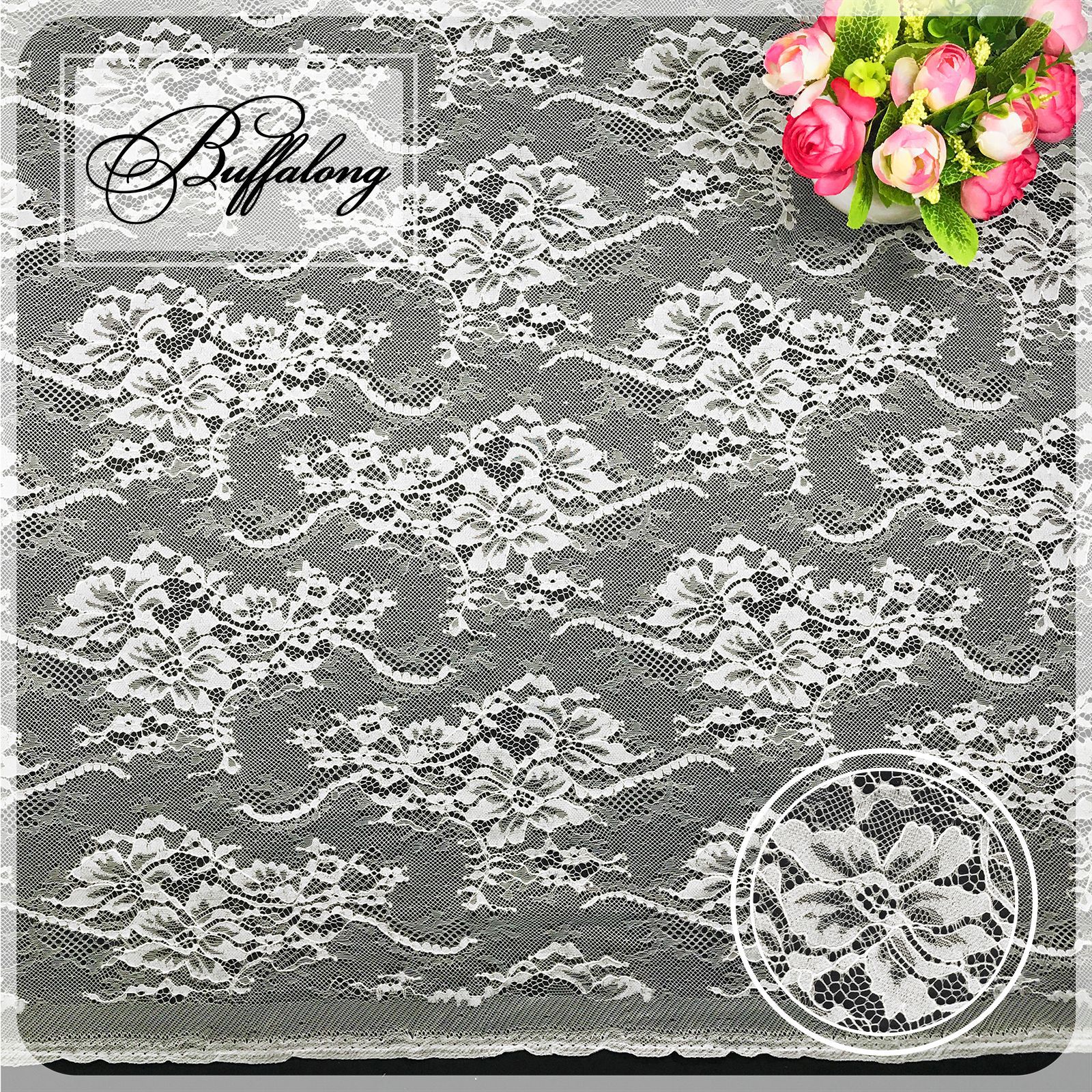 高品质婚纱礼服网纱面料3D花朵无弹波浪蕾丝布料窗帘箱包拼接lace