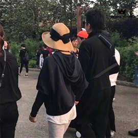 孙俪同款蝴蝶结草帽亲子帽可折叠沙滩遮阳翻边渔夫帽防晒大沿帽