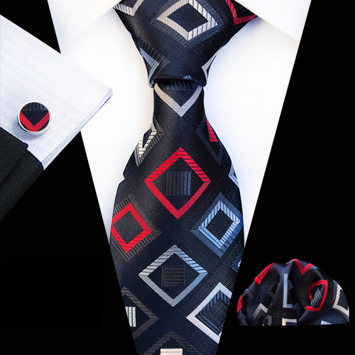 Wedding business stage perfromance dress suit blazer neck tie for menstraight lattice suits men tie pockets towels cuff three suits