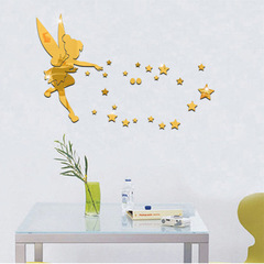 JM064 仙女吹星星亞克力鏡面牆貼  背景牆水晶裝飾  可移除
