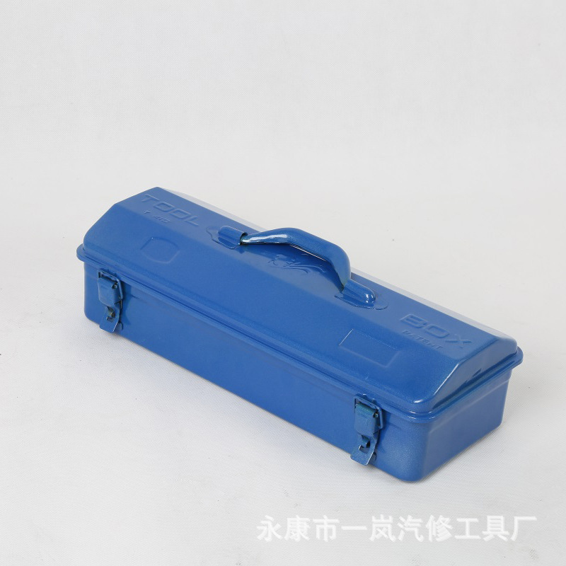 手提全铁皮工具箱 蓝色单层五金维修收纳箱批发410-420x155x120