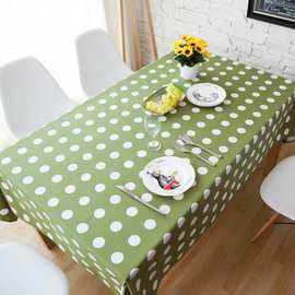 绿色波点餐厅方桌布长方形家用盖布韩式布艺茶几台布床头柜玄关巾