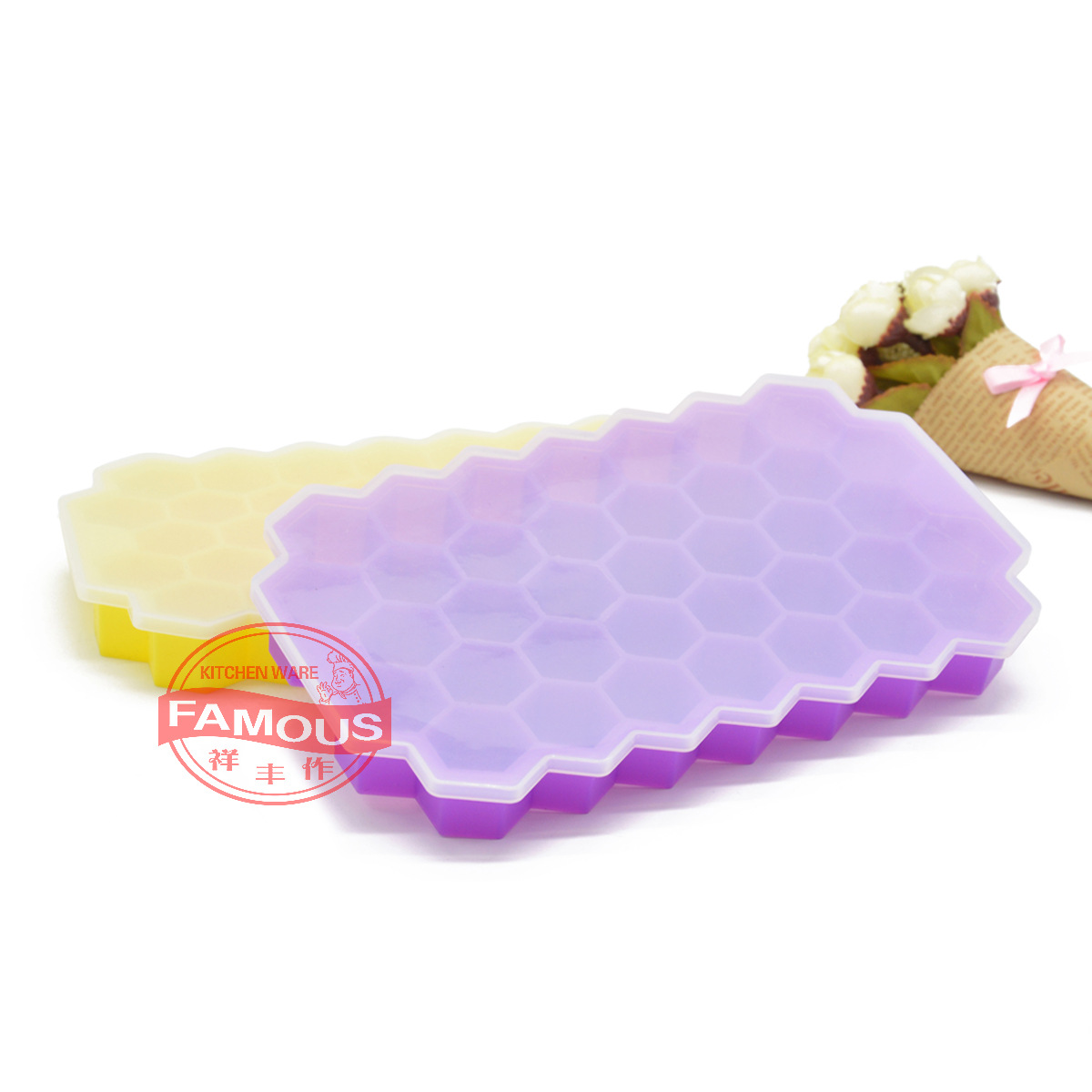 可疊蜂窩矽膠冰格模具37格制冰盒 創意DIY大容量蜂巢矽膠冰格冰盒