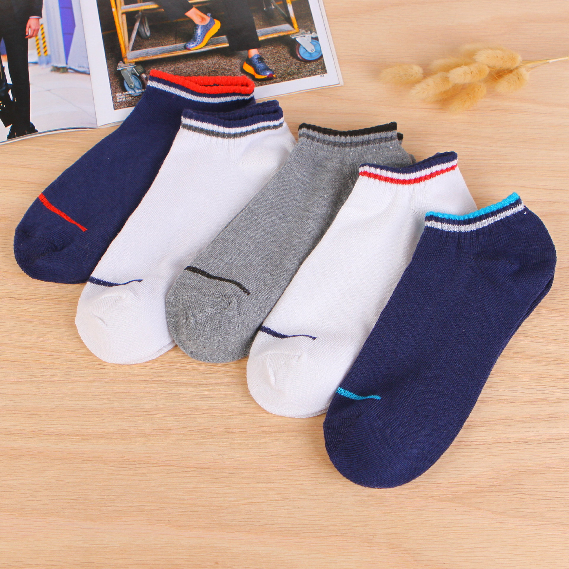 男士拼色袜子薄款防臭棉质男士船袜 浅口隐形休闲船袜厂家直销
