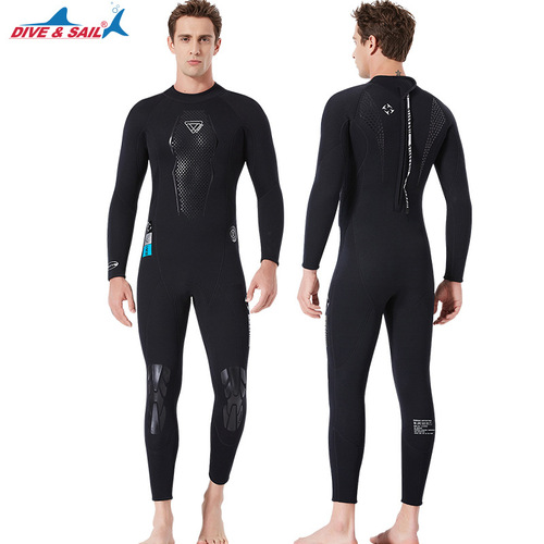 DIVE&SAIL new 3MM wetsuit men's wet one-piece warm wetsuit long-sleeved waterproof mother-in-law snorkeling swimsuit