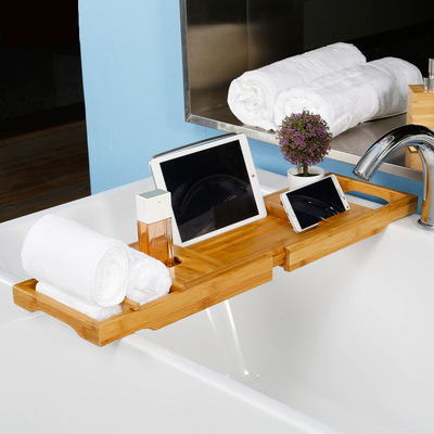 Bath rack Processing bathtub Shelf Bamboo bathtub Shelf bathtub Tray Scalable Storage rack multi-function